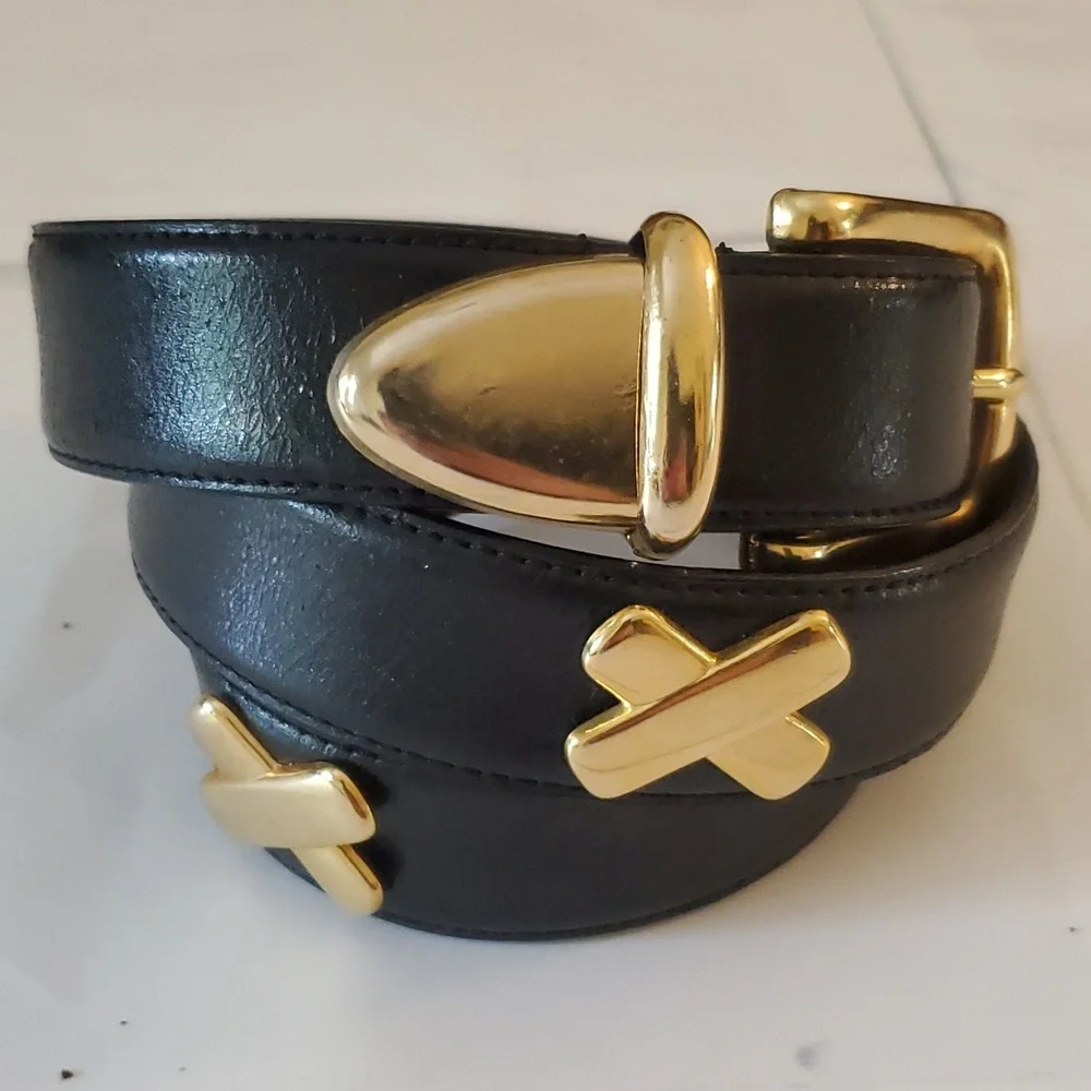 New without tags womens X black leather belt in size S, M & L